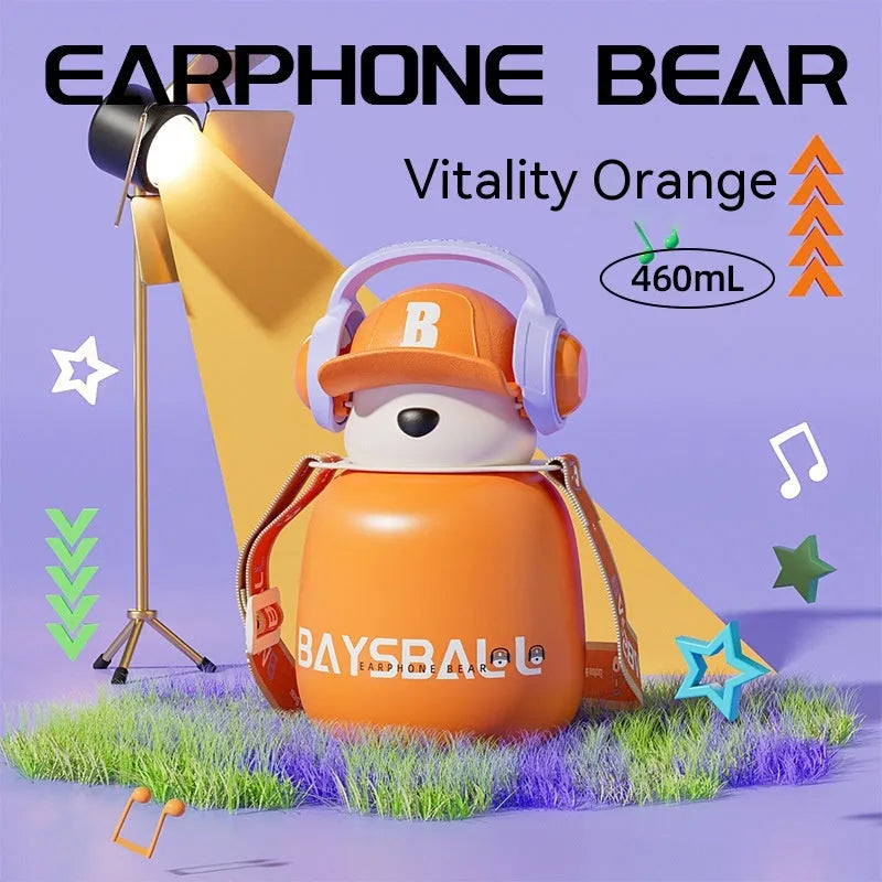 Cute Fashion Stainless Steel Wire Headset Bear Water Cup - Bellarte Enchanté Cute Fashion Stainless Steel Wire Headset Bear Water Cup